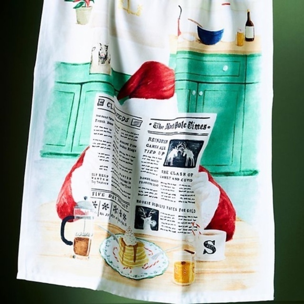 Anthropologie Breakfast With Santa Kitchen Towel